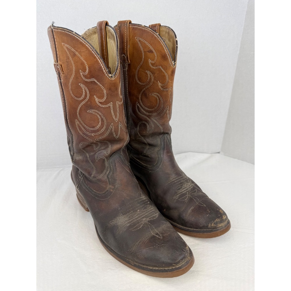 Resistol Vintage Mens Brown Leather Western Cowboy Boots 9.5 D 4024 Distressed